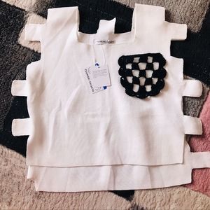 tsumori chisato japan white & black lovely design tank top NWT